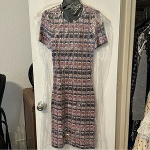 St. John Collection Metallic Bouclette Tweed Sheath Dress Size 0